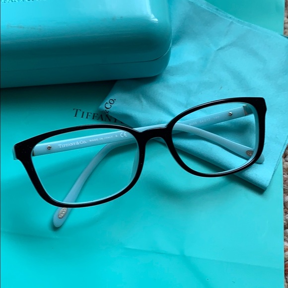 TIFFANY & CO RX EYEGLASSES FRAMES BLACK /BLUE - Picture 2 of 7